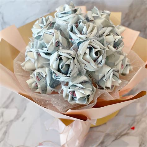 Rose Money Flower Bouquet Gift for Her ( Single Stalk)| Origami Rose made from Real Cash (Bank ...