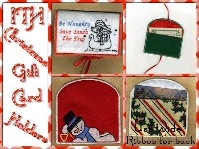 In The Hoop Christmas Gift Card Holders 2 Machine Embroidery Designs http://www.designsbysick ...