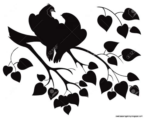 Love Birds On Branch Silhouette | Wallpapers Gallery