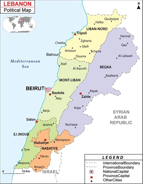 Lebanon political map - Map of Lebanon political (Western Asia - Asia)