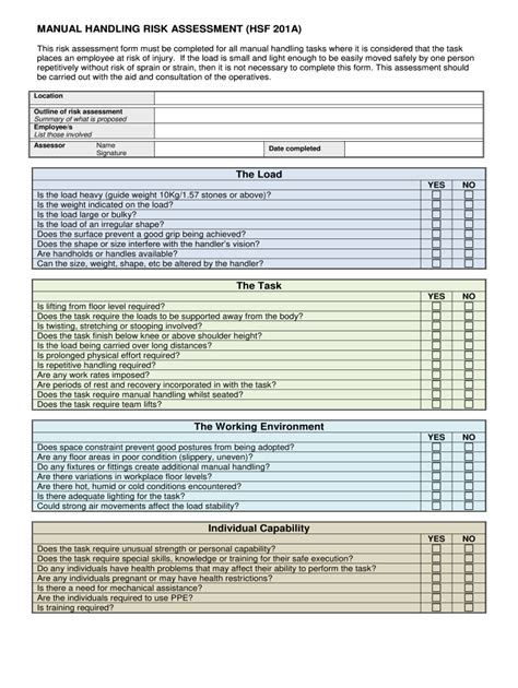 Manual Handling Risk Assessment Template Free | The Best Porn Website