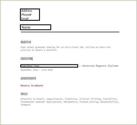 Simple Resume For Entry Level High School - Resume Example Gallery