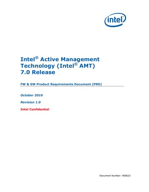 Intel® Active Management Technology (Intel® AMT) 7.0 Release FW | Manualzz