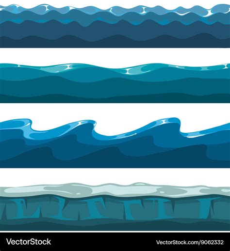 Cartoon ocean sea water waves seamless Royalty Free Vector