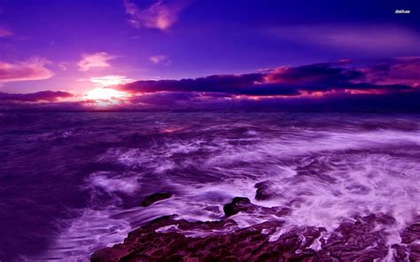 Ocean Purple Sunset Beach Wallpaper - bmp-buy