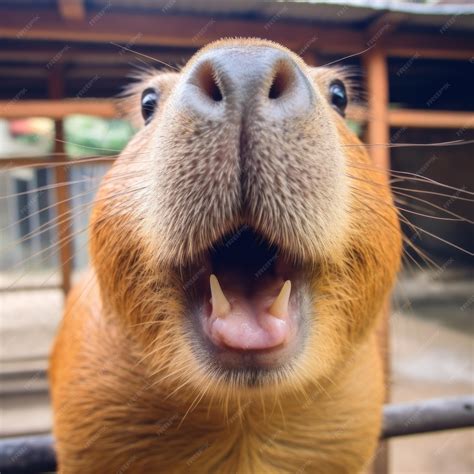 Premium AI Image | a capybara in a zoo there large front teeth and ...