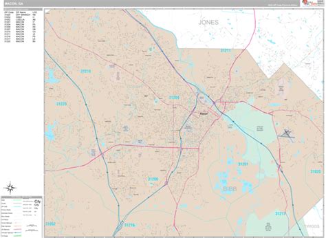 Macon Georgia Wall Map (Premium Style) by MarketMAPS