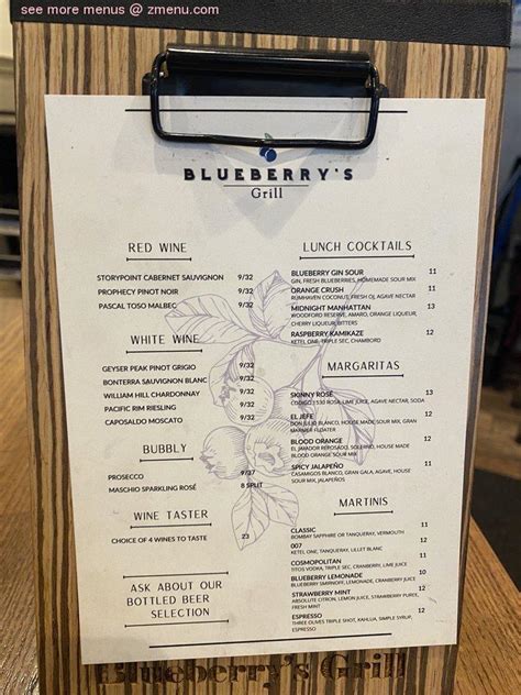 Online Menu of Blueberrys Grill Restaurant, Myrtle Beach, South ...