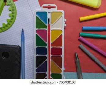 Back School Supplies Red Background Stock Photo 703408108 | Shutterstock