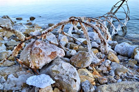 Salt-Encrusted Shoreline of Dead Sea in Israel - Encircle Photos