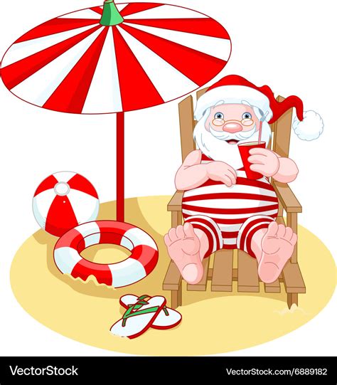 Santa claus on the beach Royalty Free Vector Image