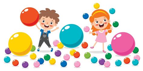 Funny Kid Playing With Colorful Balls 2396162 Vector Art at Vecteezy