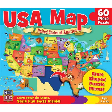 MasterPieces Explorer Kids - USA Map - 60 Piece Kids Puzzle - Walmart ...