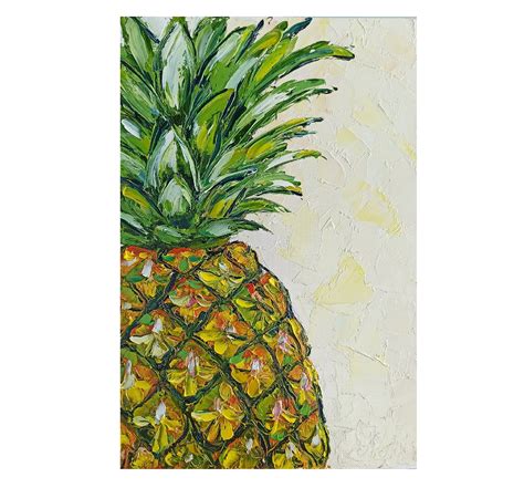 Pineapple Painting Fruit Original Art Impasto Canvas Tropical | Etsy