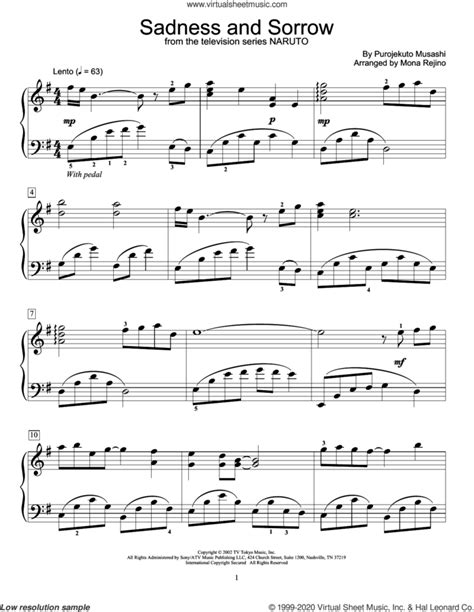 Sadness And Sorrow Sheet Music