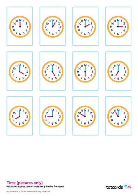 Free Telling Time Flashcards Flashcards For Kids Flashcards | Images ...