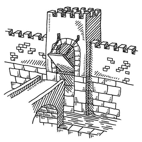 Castle Moat Drawing Illustrations, Royalty-Free Vector Graphics & Clip Art - iStock