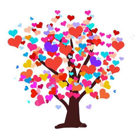 Valentine Hearts PNG Picture, Valentine Heart Tree Pattern, Color, Tree Branch, Happy Valentines ...