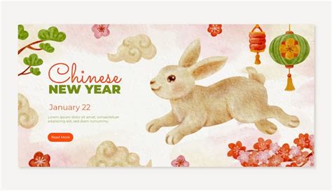 Free Vector | Watercolor chinese new year celebration horizontal banner ...