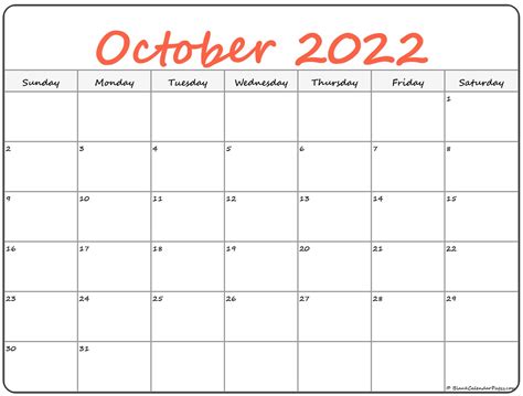 October 2022 calendar | free printable calendars