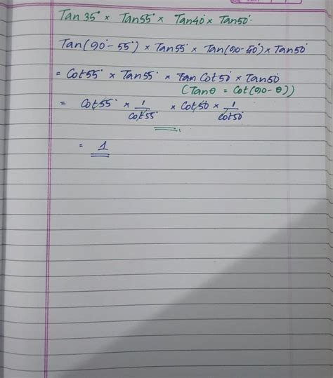 Find the value of tan 35º tan 40° tan 50° tan 55° - Brainly.in