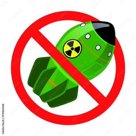 The prohibition of nuclear weapons. Prohibition sign with a bomb. No ...