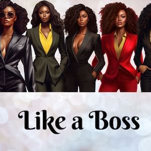 Confident Black Lady Bosses Clip Art Illustrations HBIC Clipart African American Women in Charge ...