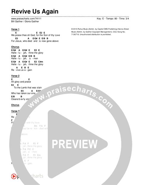 Revive Us Again Chords PDF (Bill Gaither / Gloria Gaither) - PraiseCharts