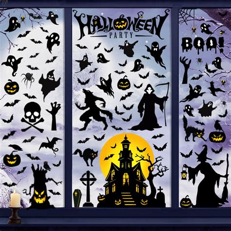 Buy Halloween Window Clings Halloween Window Decals Double-Side Removable Stickers for Halloween ...