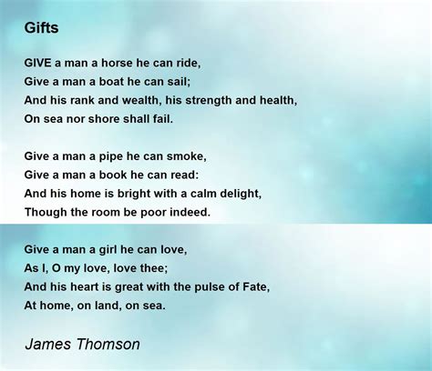 Gifts Poem by James Thomson - Poem Hunter