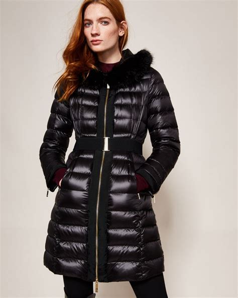 Long hooded puffer coat - Black | Jackets And Coats | Ted Baker ...