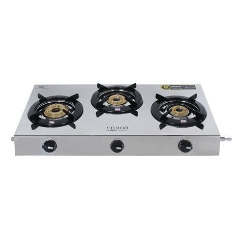 Buy Croma 3 Burner Manual Gas Stove (ISI Certified, Silver) Online – Croma