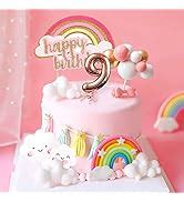 Amazon.com: LaVenty Pink On Cloud 9 Cake Decoration On Cloud 9 Birthday Cake Topper 9 Birthday ...