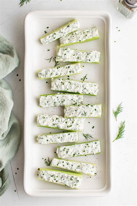 Cream Cheese & Herb Stuffed Celery - Easy Appetizers