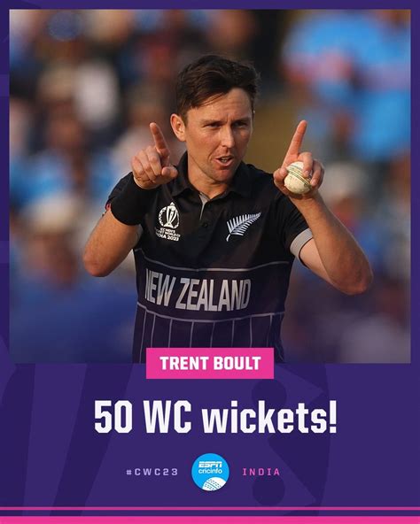 Trent Boult completes 50 wickets in ODI World Cups. : r/Cricket