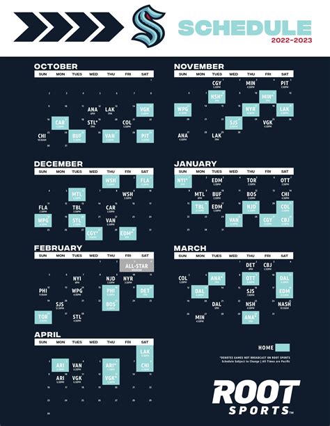 Seattle Kraken Schedule Printable - Free Printable Templates