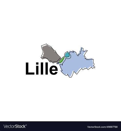 Lille city map isolated Royalty Free Vector Image