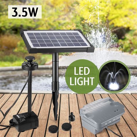 Solar Power Fountain Water Pump Kit Water Display with Timer & LED Lights - 3.5w | Buy Pond ...