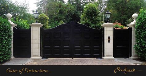 Bespoke made Black gates with panelling detail | Entrance gates design ...