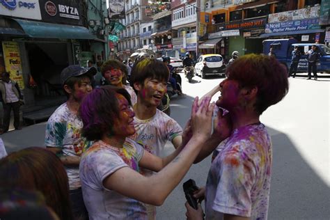 Revellers celebrate Holi in Kathmandu