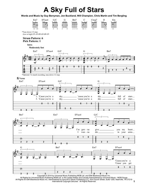 A Sky Full Of Stars by Coldplay - Easy Guitar Tab - Guitar Instructor