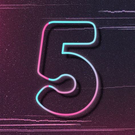 Neon Number, Number 5, Neon Glow, Free Illustrations, Free Psd, Neon ...