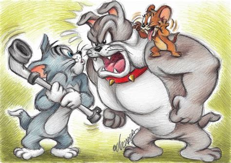 Tom & Jerry and Spike the Bulldog - Original Drawing - - Catawiki