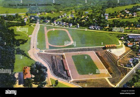 Aerial view of Doyle Stadium Field, Leominster, Massachusetts, USA ...