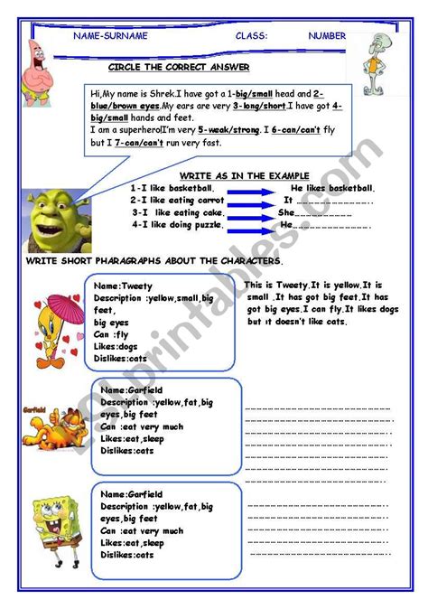 my favourite cartoon character - ESL worksheet by seldaburakmami