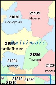 BALTIMORE County, Maryland Digital ZIP Code Map