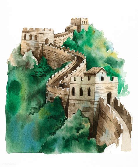 Download premium illustration of The Great Wall of China painted | Great wall of china, China ...