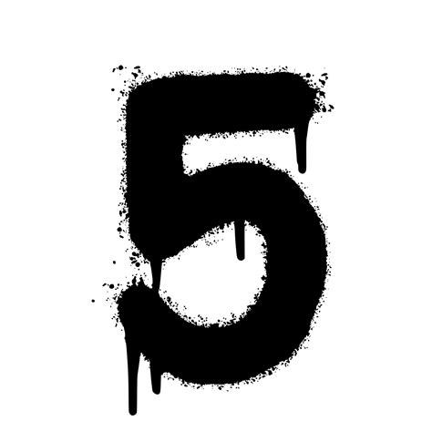 Spray Painted Graffiti number 5 Sprayed isolated with a white background. graffiti number five ...