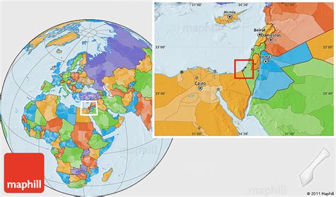 Flag Location Map of Gaza Strip, political outside