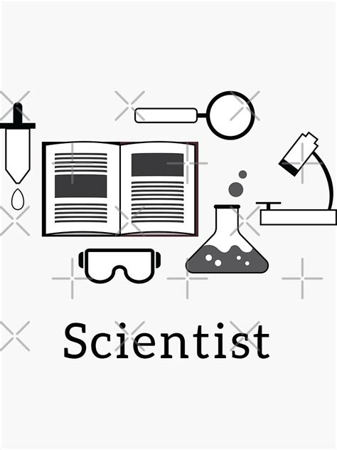 "Scientist Icons Black and White" Sticker for Sale by MariOyama | Redbubble